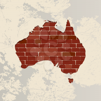 Australia map on a brick wall