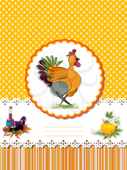 Decorative card  for Thanksgiving Day with Turkey and room for text.