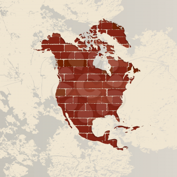 North America map on a brick wall