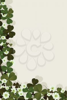 Editable text card with clover leaves and flowers for the celebration of St. Patrick's Day