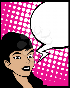 Pop Art style graphic with woman and speech bubble