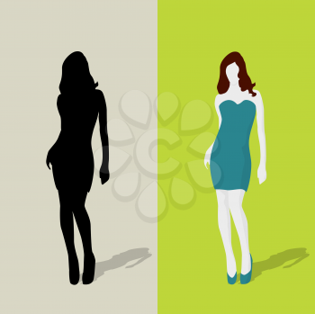 Woman in a short dress and silhouette