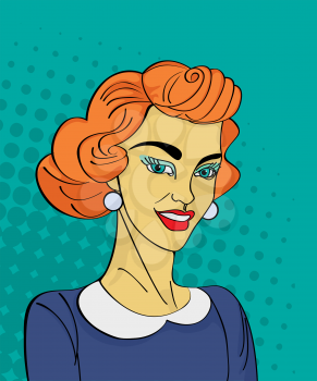 Comic style drawing of a vintage retro woman