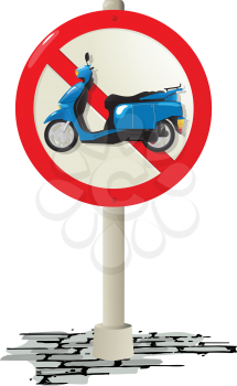 Prohibited use of a scooter road sign