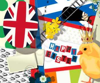 Conceptual Easter holiday background with british motif.
