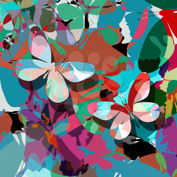 Abstract art illustration with stylized butterflies