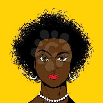 Beautiful african american girl avatar in Pop Art/Comic style drawing
