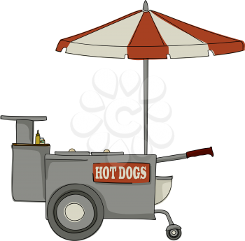 Booth stand hot dog on white background