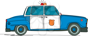 Police car cartoon over white background