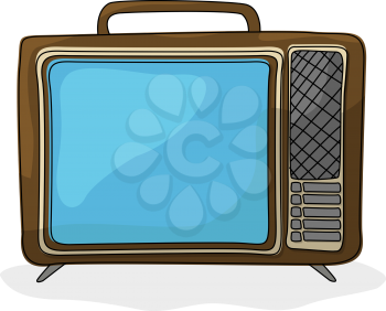 Retro style tv drawing over white background
