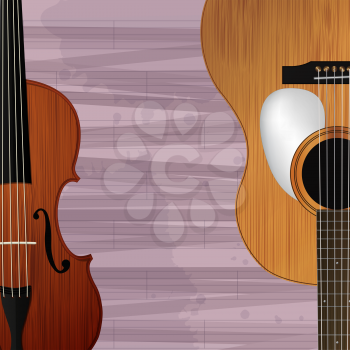 Guitar and violin, abstract musical background