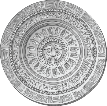 Mayan Sun stone symbol over white background