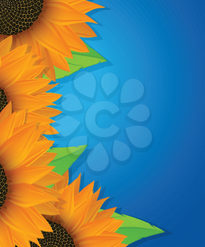 Decorative sunflowers and leaves card with room for your text