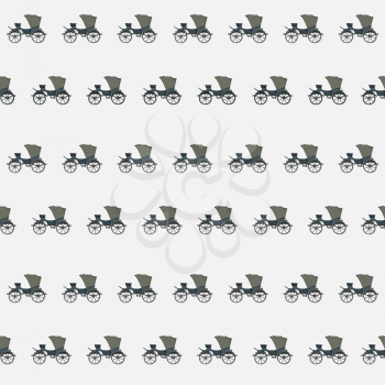 Seamless pattern with antique carriage, vintage background