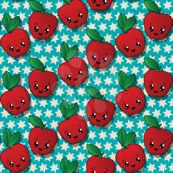 Happy apples seamless pattern for design
