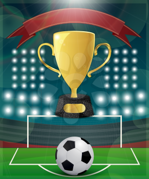 Football Match Day poster template with golden cup and banner