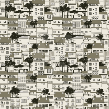 Old houses seamless texture pattern