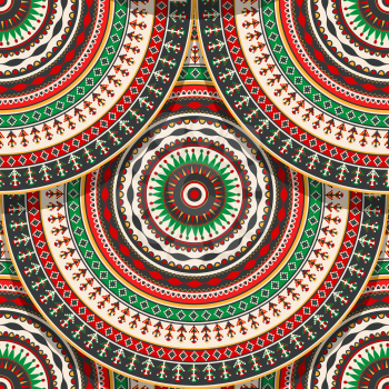 Seamless pattern fish scale design with Romanian folk motif
