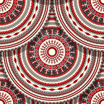 Seamless pattern fish scale design with Romanian folk motif