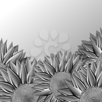 Metallic sunflowers icon for design