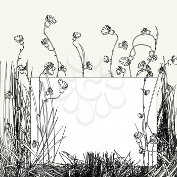 White card floral sketch background
