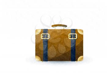 Watercolor suitcase over white background
