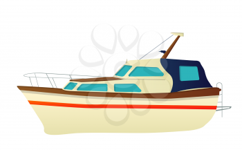 Vector speed boat, yacht over white background