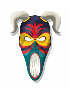 Scarry tribal mask, vector illustration over white background