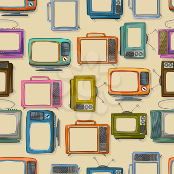 Retro style tv repeating pattern, vector illustration