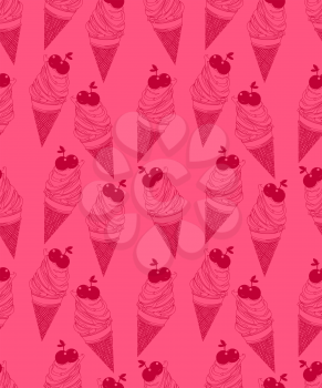 Cherry flavor ice cream seamless pattern