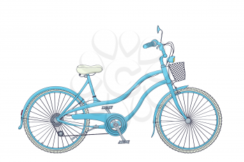 Vintage blue bicycle, vector illustration