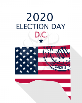 2020 United States of America Presidential Election Washington vector template.  USA flag, vote stamp and Washington silhouette