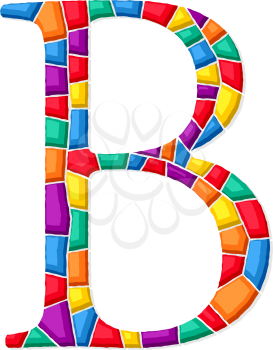Letter B vector mosaic tiles composition in colors over white background