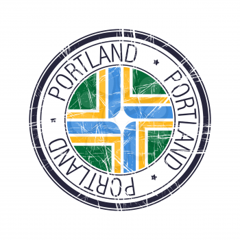 City of Portland, Oregon postal rubber stamp, vector object over white background