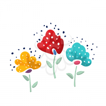 Vector floral stickers set over white background