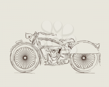 Vintage motorcycle vector sketch drawing