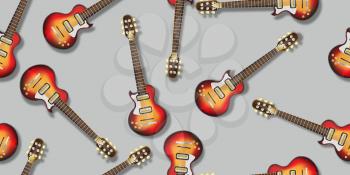 Electric guitar pattern background over silver gray