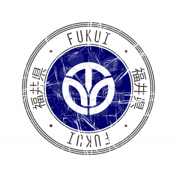 Fukui Prefecture, Japan. Vector rubber stamp over white background