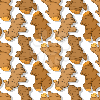 Turmeric roots repeating pattern, editable vector template