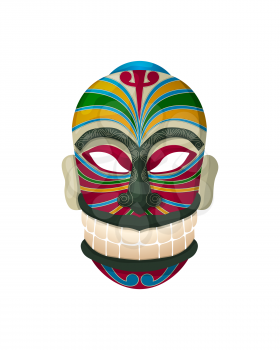 Maori mask, isolated vector object over white background