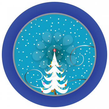 Royalty Free Clipart Image of a Christmas Tree Medallion