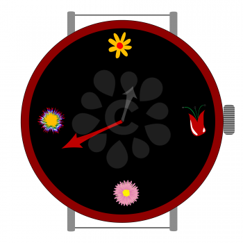 Royalty Free Clipart Image of a Clock With Flowers
