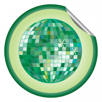 Royalty Free Clipart Image of a Green Disco Ball Sticker