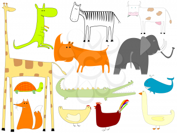 Royalty Free Clipart Image of a Collection of Animals