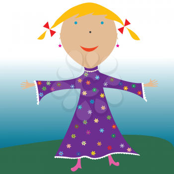 Royalty Free Clipart Image of a Happy Little Girl