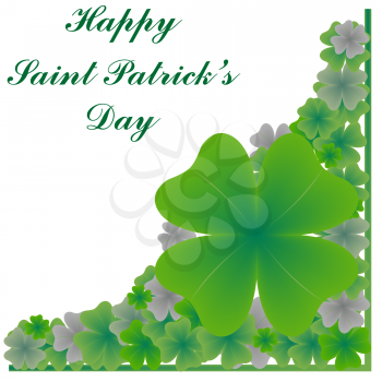 Royalty Free Clipart Image of a Happy Saint Patrick's Day Greeting With a Shamrock Over Smaller Shamrocks