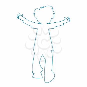 Royalty Free Clipart Image of an Outline of a Little Boy