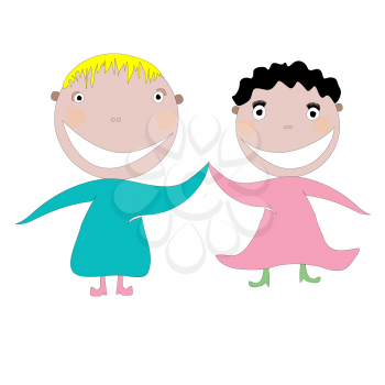 Royalty Free Clipart Image of Two Happy Children