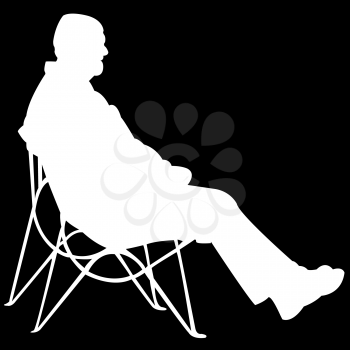 Royalty Free Clipart Image of a Man in White Silhouette on Black