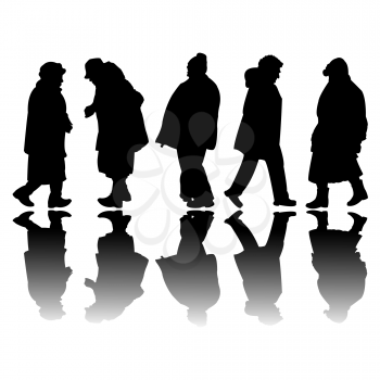 Royalty Free Clipart Image of Old People Silhouettes